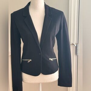 H&M Black Blazer with Silver Zipper Details